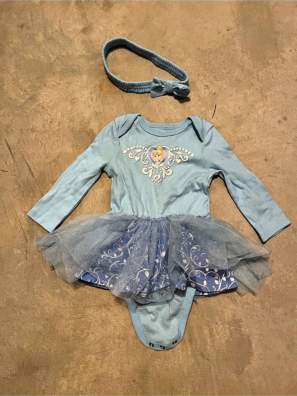 Disney Baby Princess Cinderella Tutu body suit one piece Baby 6/9M blue